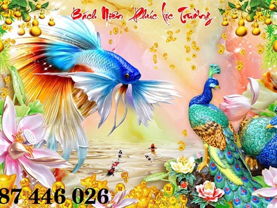 Tranh gạch men chim công HP923 4