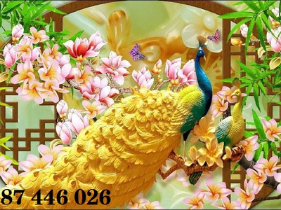 Tranh gạch men chim công HP923 1