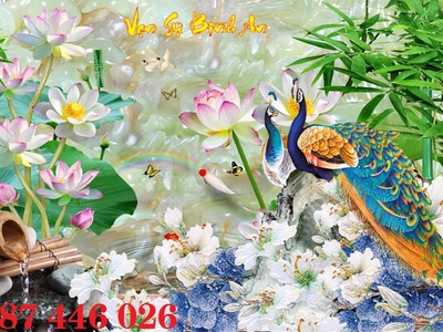 Tranh gạch men chim công HP923 2