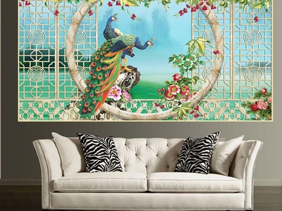 Tranh gạch men chim công HP923 9