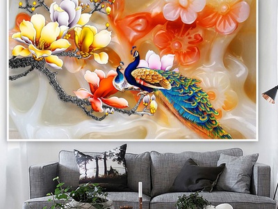 Tranh gạch men chim công HP923 3