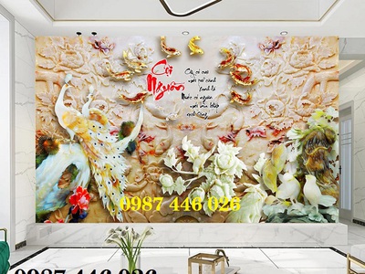 Tranh gạch men chim công HP923 5