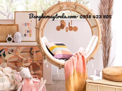 Xích đu tròn mây tre 0