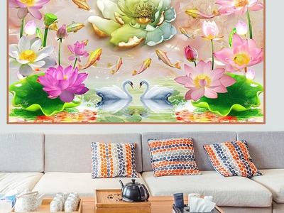 Gạch tranh hoa sen 3d HP0883 1