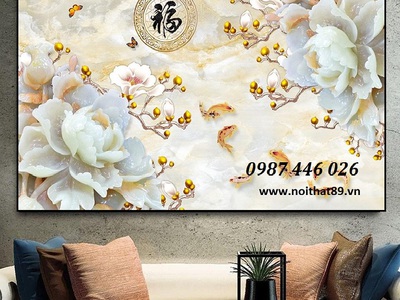 Gạch tranh 3d hoa mẫu đơn HP727 9