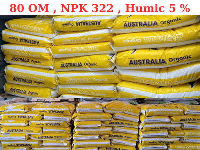 Phân bón hữu cơ viên nén công nghệ úc 80 OM , NPK 322,Humic 5 1