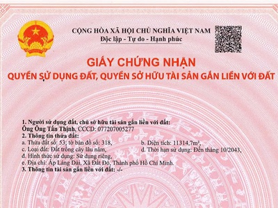 Cơ hội sở hữu đất trồng cây lâu năm 11.315m2 - tại bà rịa vũng tàu  giá bán : 13 tỷ còn thương 2