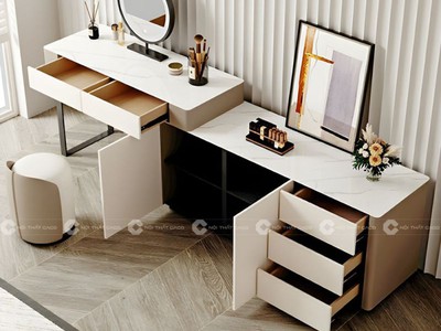 Bàn Trang Điểm Gỗ Công Nghiệp MDF Phủ Sơn Trắng Hiện Đại 2