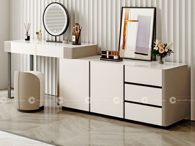 Bàn Trang Điểm Gỗ Công Nghiệp MDF Phủ Sơn Trắng Hiện Đại 1