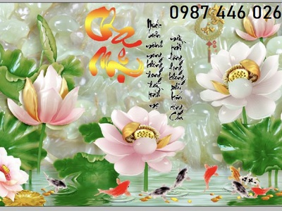 Tranh gạch men hoa sen, tranh ốp tường đẹp HP822 0
