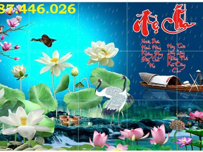 Tranh gạch men hoa sen, tranh ốp tường đẹp HP822 2