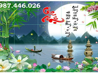 Tranh gạch men hoa sen, tranh ốp tường đẹp HP822 3