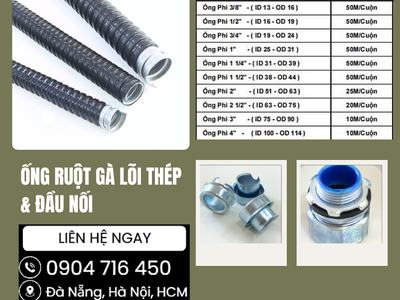 Ống ruột gà lõi thép phi 16,25,32 Đà Nẵng, Sài Gòn. Hà Nội 0