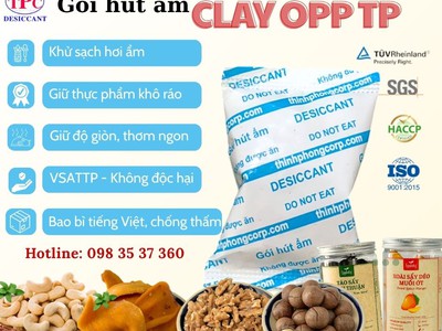 Gói hút ẩm an toàn dùng cho thực phẩm Tết, hút ẩm Clay OPP 0
