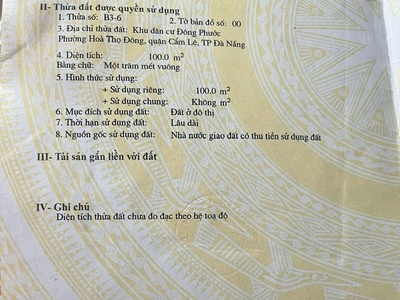 Giá tốt: bán lô đất dt: 100m2, mặt tiền đường bùi vịnh, p.hòa thọ đông, q.cẩm lệ, đà nẵng 3