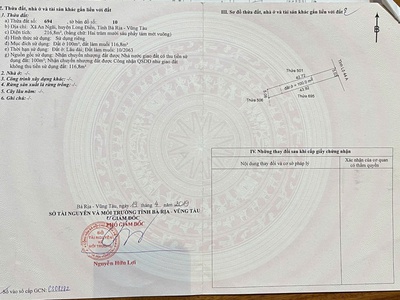Chủ cần bán 2 lô đất mặt tiền đường tl 44a an ngãi long điền. bà rịa vũng tàu 0