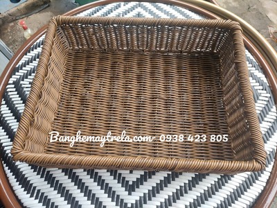 Khay nhựa giả mây đựng đồ chữ nhật 3