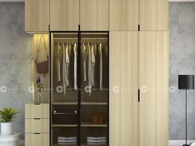 Tủ Quần Áo Cánh Kính Có Kệ Trang Trí   TAK07 1
