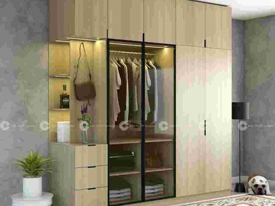 Tủ Quần Áo Cánh Kính Có Kệ Trang Trí   TAK07 2