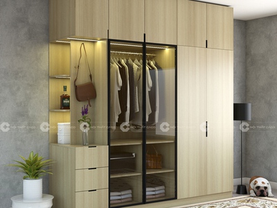 Tủ Quần Áo Cánh Kính Có Kệ Trang Trí   TAK07 3