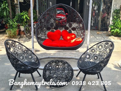 Ghế xích đu đôi mây nhựa 3