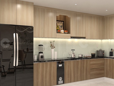 Tủ Bếp Gỗ Công Nghiệp MDF Lõi Xanh Chữ L Cao Cấp 2