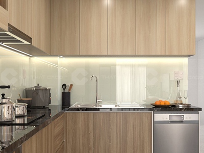 Tủ Bếp Gỗ Công Nghiệp MDF Lõi Xanh Chữ L Cao Cấp 1