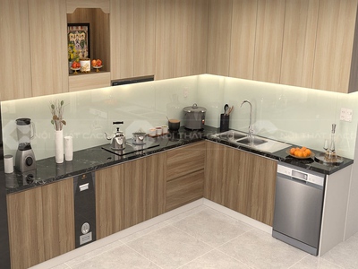 Tủ Bếp Gỗ Công Nghiệp MDF Lõi Xanh Chữ L Cao Cấp 0