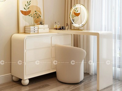 Bàn Trang Điểm Gỗ Công Nghiệp MDF Màu Trắng Hiện Đại 2