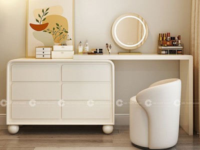 Bàn Trang Điểm Gỗ Công Nghiệp MDF Màu Trắng Hiện Đại 1