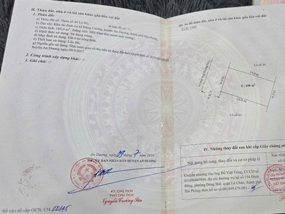 Bán đất 180m2 tđc đặng cương, an dương - giá: 4,x tỷ 0