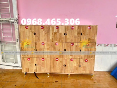Tủ cặp dép mầm non, tủ cặp balo mầm non, tủ chăn gối mầm non 1