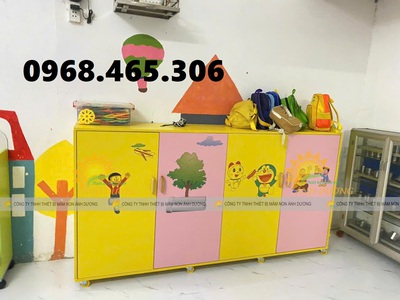 Tủ cặp dép mầm non, tủ cặp balo mầm non, tủ chăn gối mầm non 4