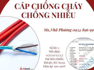 Cáp Chống Cháy Chống Nhiễu 2x1.0 mm2 Altek Kabel Chuẩn BS6387, IEC 60331 0