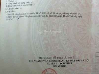 Bán đất 902 đt 420, 45 triệu/m2, 99.5m2, mặt tiền đẹp, pháp lý đầy đủ, thạch thất, hà nội 4