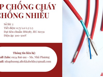 Cáp Chống Cháy Chống Nhiễu 2x1.0 mm2 Altek Kabel Chuẩn BS6387, IEC 60331 2