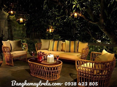 Sofa mây nhựa phòng khách 0