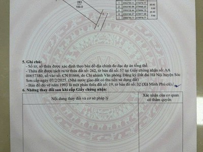 Bán đất chính chủ 100m2, mt5m, 2.5 tỷ, thanh trí, sóc sơn, gần nhiều tiện ích, ô tô 7 chỗ. 4