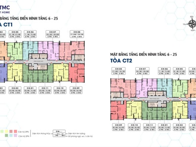 Căn 3 ngủ 2 WC chung cư 6