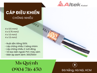 Cáp điều khiển tín hiệu 4x1.0, 4x1.5 Altek Kabel Đà Nẵng, Hà Nội, 0