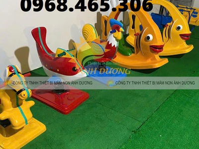 Bập bênh lò xo trẻ em, bập bênh mầm non, bập bênh con cá composite 4
