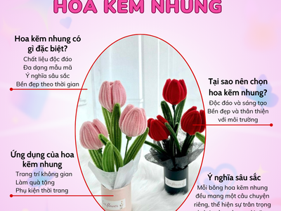 Trang trí nhà cùng hoa kẽm nhung handmade 0