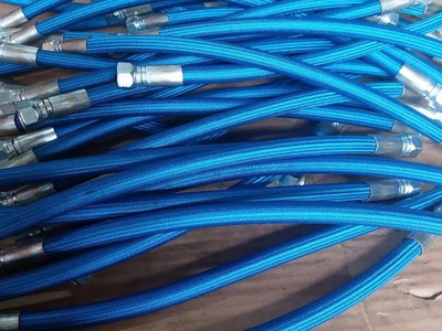 Ống chịu nhiệt Teflon bọc lưới Inox - Bọc bố vải xanh, đỏ 2