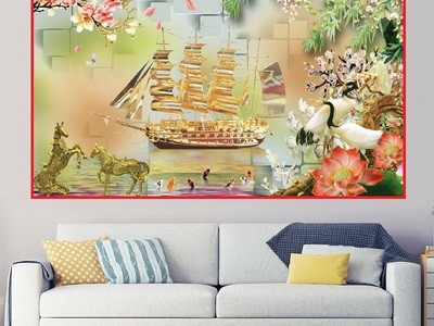 Gạch in tranh dán tường HP233 9