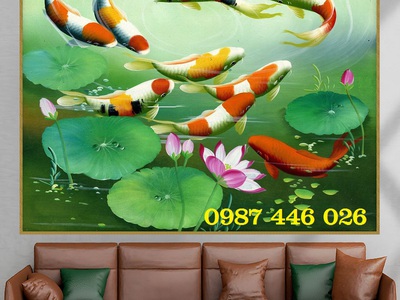 Tranh gạch men cá chép cửu ngư đồ HP8623 4
