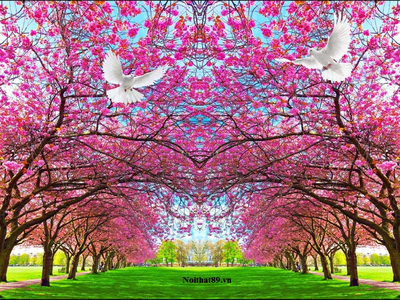 Tranh gạch men hoa anh đào HP0283 3