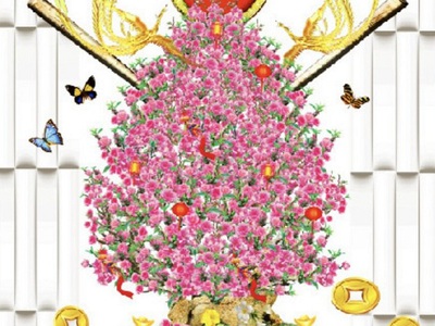 Tranh gạch men hoa anh đào HP0283 9