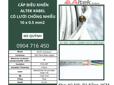 Cáp điều khiển chống nhiễu 10x0.5, 10x0.75, 10x1.5 Altek Kabel Hà Giang, Gia Lai 0
