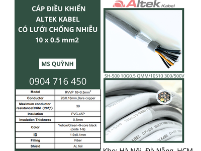 Cáp điều khiển chống nhiễu 10x0.5, 10x0.75, 10x1.5 Altek Kabel Hà Giang, Gia Lai 1