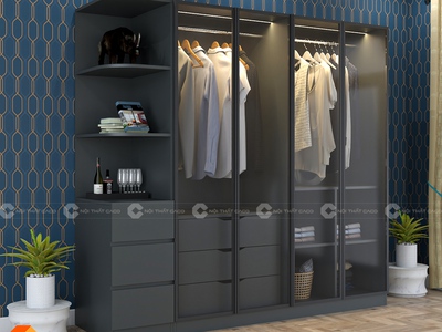 Tủ Quần Áo Cánh Kính Cánh Mở Hiện Đại TAK03 1